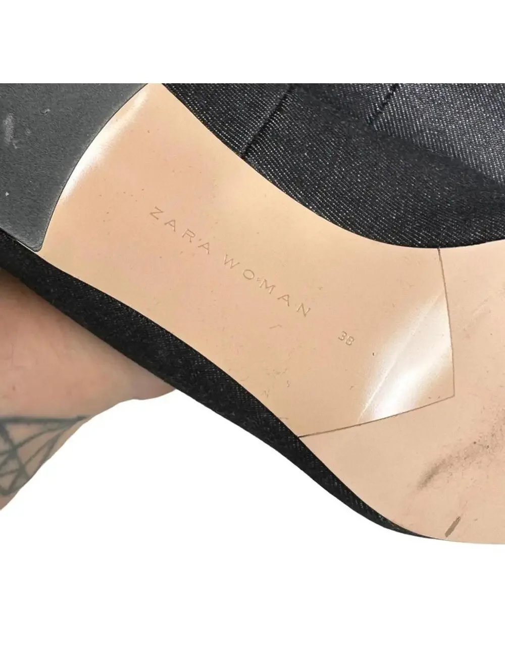 Zara Pineapple Embellished Denim Block Heel Pumps NWT EU 39 (US Women's 8)
